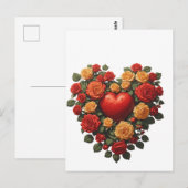 Carte Postale Rose Éternelle Fleur de Cœur (Devant / Derrière)