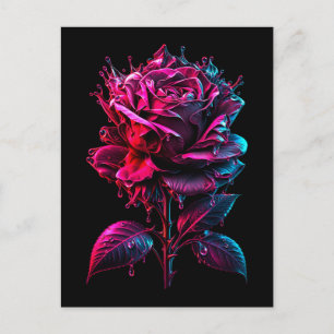 Carte Postale rose fantaisie