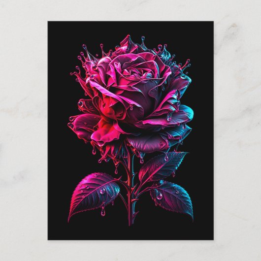 Carte Postale rose fantaisie (Devant)