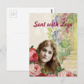 Carte postale Rose femme florale Victorian Cabbage (Devant / Derrière)