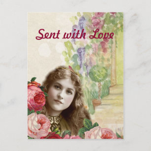 Carte postale Rose femme florale Victorian Cabbage