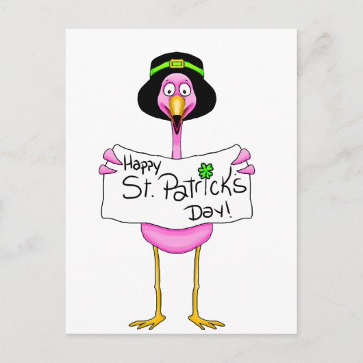 Carte Postale rose flamingo heureux st. patricks jour (Devant)