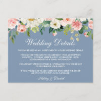 Rose Floral Dusty Blue Détails du Mariage Insérer 
