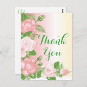 Carte Postale Rose Floral Et Vert Merci Vos Fleurs Roses (Devant / Derrière)