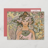 Carte postale rose Flower Girl Art Nouveau (Devant / Derrière)