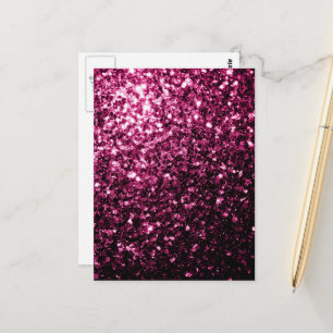 Carte Postale Rose foncé faux brillant paillettes scintillent