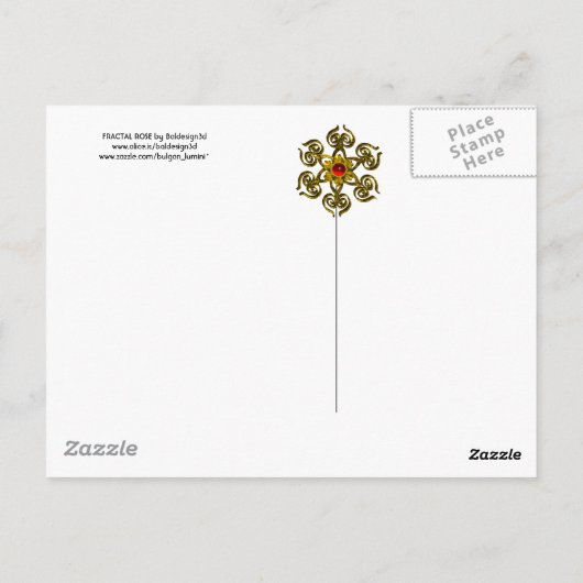 Carte Postale ROSE FRACTAL, bleu vert rouge (Dos)