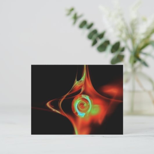 Carte Postale ROSE FRACTAL, bleu vert rouge (Debout devant)