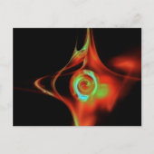 Carte Postale ROSE FRACTAL, bleu vert rouge (Devant)