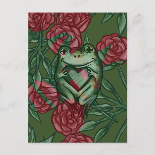 Carte Postale Rose Frog Roses Frogs Pattern Rosey Froggy         (Devant)