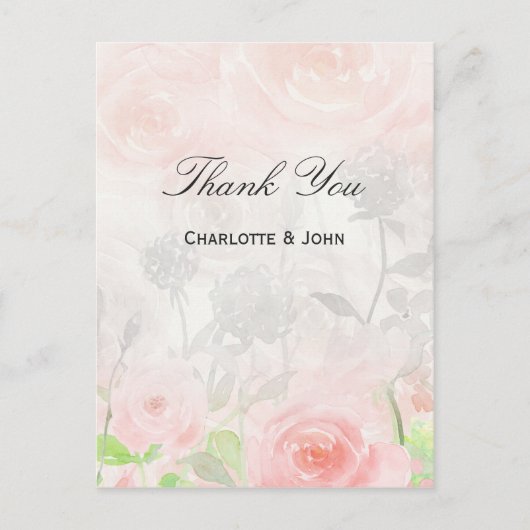 Carte Postale Rose Garden Floral moderne mariage Merci notes (Devant)