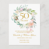 Carte Postale Rose Garland 50e anniversaire Enregistrer la date (Devant)