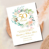 Carte Postale Rose Garland 50e anniversaire Enregistrer la date
