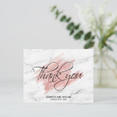 Carte Postale Rose Gold Brush Stroke Mariage Merci | PHOTO (Debout devant)
