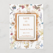 Carte Postale Rose Gold Butterfly Garden Enregistrer La Date Car (Devant)