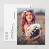 Carte Postale Rose Gold Calligraphie Élégante Photo Diplôme (Devant / Derrière)