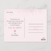 Carte Postale Rose Gold Confetti Chic Brush Script Merci (Dos)