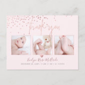 Carte Postale Rose Gold Confetti Chic Signature Script Merci (Devant)
