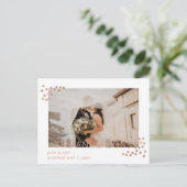 Carte Postale Rose Gold Confetti Mariage photo Faire-part (Debout devant)