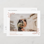 Carte Postale Rose Gold Confetti Mariage photo Faire-part (Devant / Derrière)