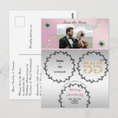 Carte Postale Rose Gold Emerald 55e anniversaire Enregistrer la (Devant / Derrière)