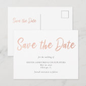 Carte Postale Rose Gold Faux Foil Enregistrer la date (Devant / Derrière)