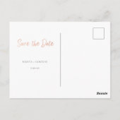 Carte Postale Rose Gold Faux Foil Enregistrer la date (Dos)