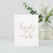 Carte Postale Rose Gold Feuille Script Merci Merci Beaucoup (Debout devant)