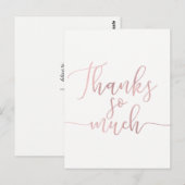Carte Postale Rose Gold Feuille Script Merci Merci Beaucoup (Devant / Derrière)