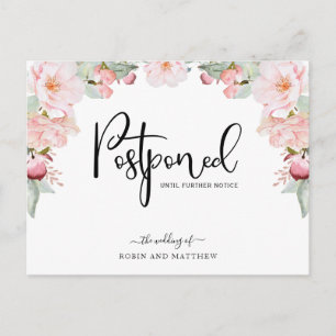 Carte Postale Rose Gold Floral Postponction Mariage Faire-part