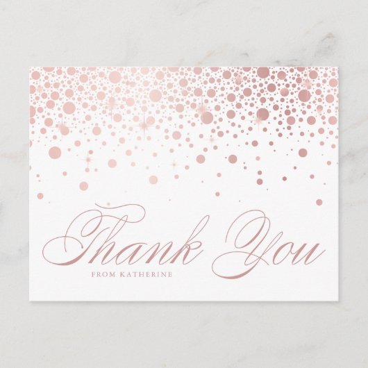 Carte Postale Rose Gold Foil Confetti Dots Merci (Devant)