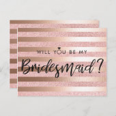 Carte Postale Rose Gold Foil Et Parties scintillant Bridesmaid P (Devant / Derrière)