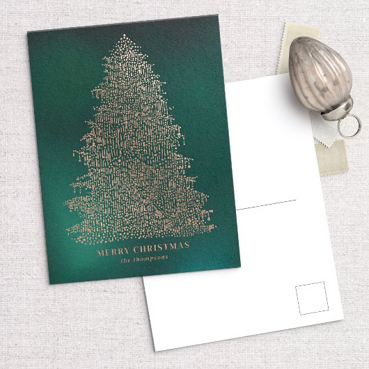Carte postale rose Gold Foil Illustré Christmas Tr