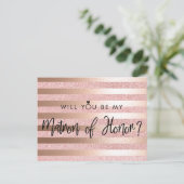 Carte Postale Rose Gold Foil & Parties scintillant Matron d'honn (Debout devant)