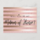 Carte Postale Rose Gold Foil & Parties scintillant Matron d'honn (Devant)