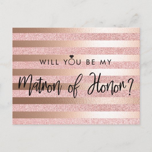 Carte Postale Rose Gold Foil & Parties scintillant Matron d'honn (Devant)