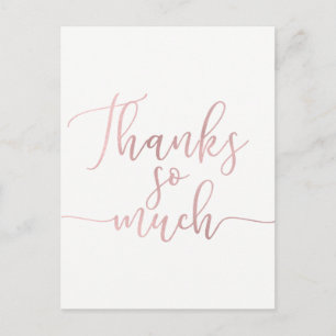 Carte Postale Rose Gold Foil Script Merci Thank You Thanks So Mu