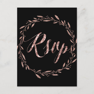Carte postale rose Gold Foil Wedding RSVP Wreath B