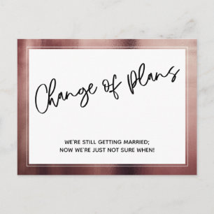 Carte Postale Rose Gold Frontière Changement de plans Reporté Ma