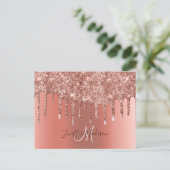 Carte Postale Rose Gold Glitter Drips (Debout devant)