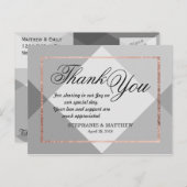 Carte postale rose Gold Grey Geo Merci (Devant / Derrière)