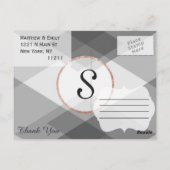 Carte postale rose Gold Grey Geo Merci (Dos)
