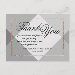 Carte postale rose Gold Grey Geo Merci