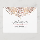 Carte Postale Rose-Gold Mandala Conception de certificat cadeau (Devant)