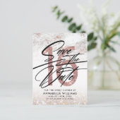 Carte Postale Rose Gold Marble 16e fête d'anniversaire Enregistr (Debout devant)