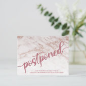 Carte Postale Rose Gold Marble reporté Mariage Faire-part (Debout devant)
