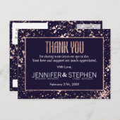 Carte Postale Rose Gold Marine Blue Paint Splateaux Merci (Devant / Derrière)