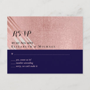 Carte Postale Rose Gold Marine Parties scintillant bleue Foil L