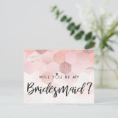 Carte Postale Rose Gold Modern Bridesmaid Proposition (Debout devant)