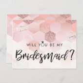 Carte Postale Rose Gold Modern Bridesmaid Proposition (Devant / Derrière)